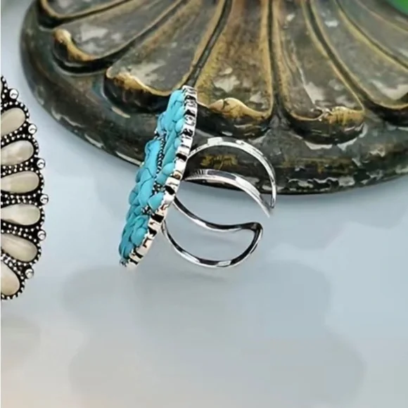 Adjustable Turquoise Statement Ring - Picture 3 of 5